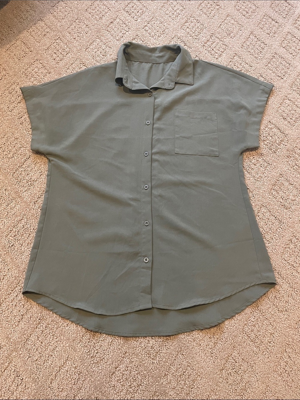 Amazon Olive Green Short Sleeve Button-Up Shirt
